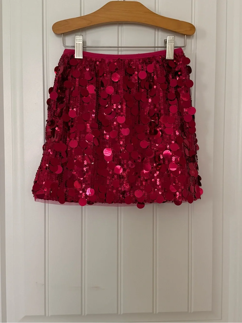 Lola + The Boys Magic Paillette Mini Skirt Size 10 Hot Pink Sequin Party Skirt